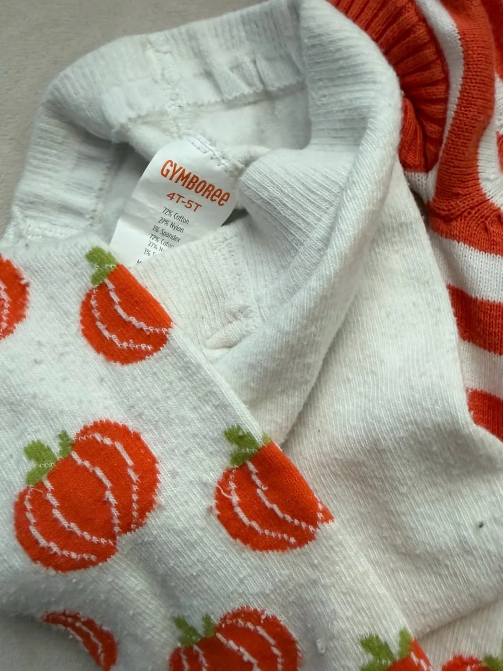 Gymboree 5T Lil Pumpkin Orange and White Striped Sweater Dress and Tights